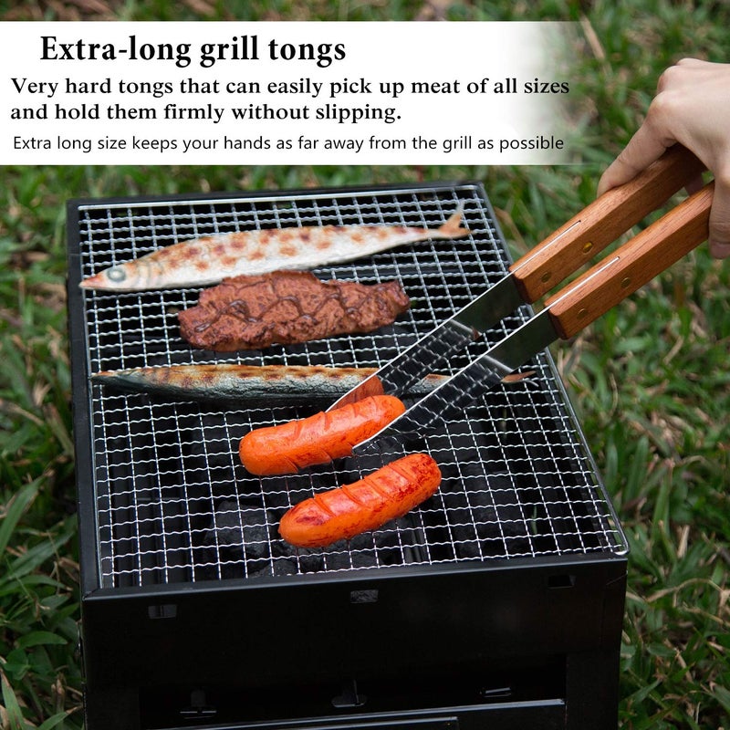 IMAGE Wooded BBQ Accessories Grilling Tools,Stainless Steel BBQ Tools Grill Tools Set for Cooking, Backyard Barbecue & Outdoor Camping Gift for Man Dad Women Barbecue Enthusiasts Set of 4 - Image 5